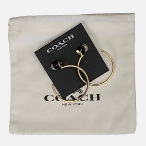 Coach Shiny Gold Open Hoop Earrings